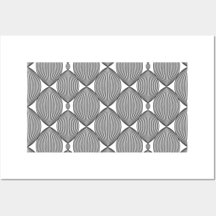 Abstract linear black and white repeated pattern Posters and Art